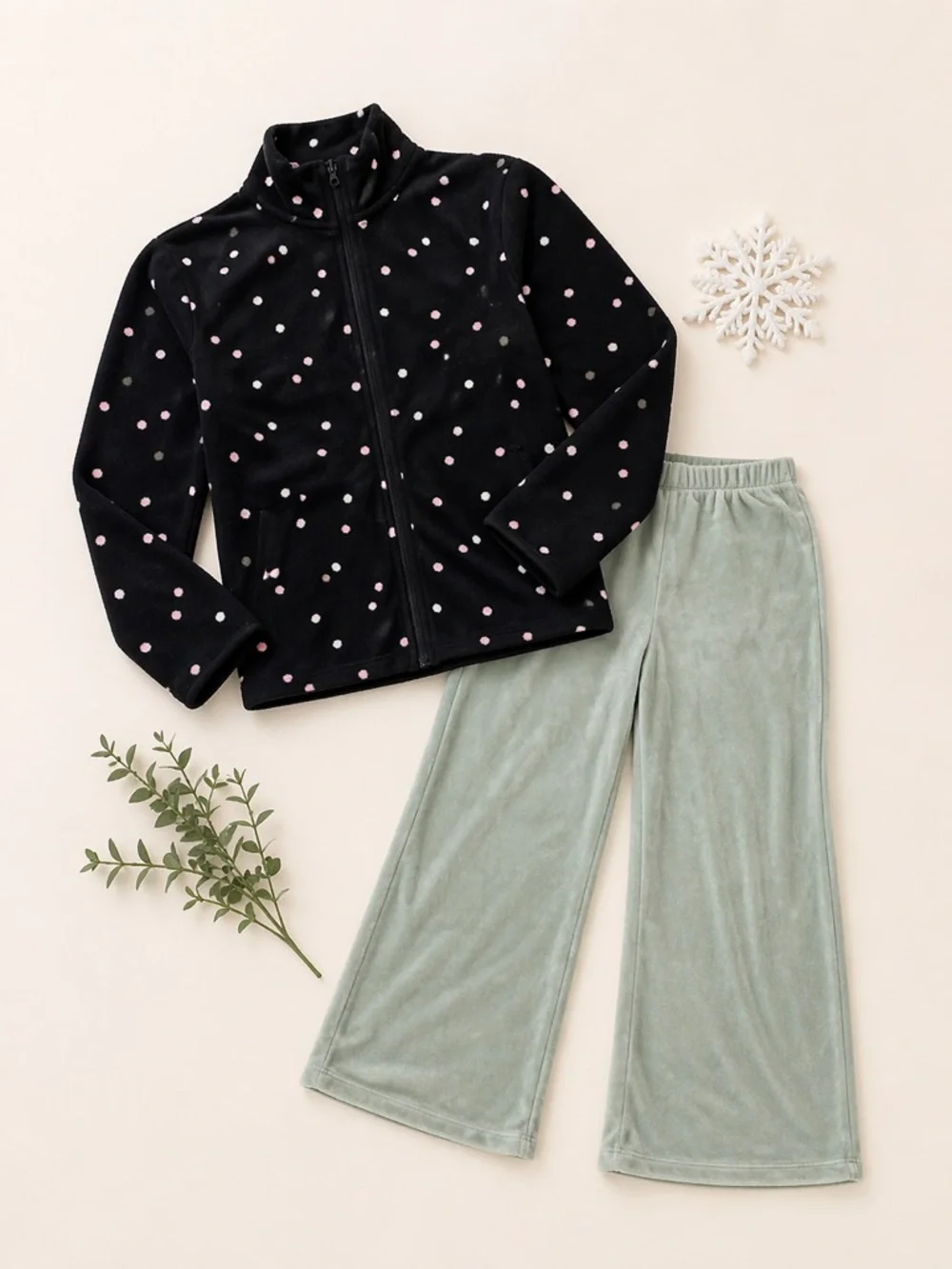 H&M Girl's Polka Dot Fleece Set - Size 8-10 - Excellent!